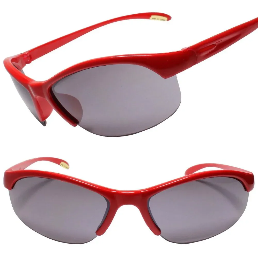 Motorcycle Riding Biker Lightweight Semi Rimless Red Wrap Sport Sunglasses